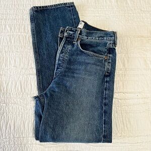 A Golde High Rise 5 button straight leg jeans